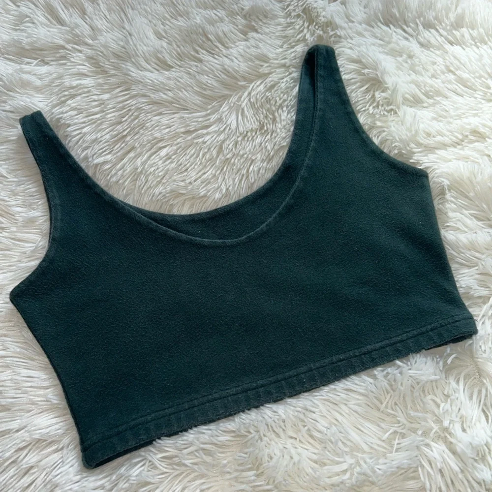 Brandy Melville Dark Green Women's Cropped Tank Top - Picture 2 of 5